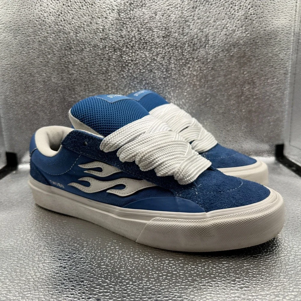 Size M12/W14 Straye Logan Puff Blue La Flame Unisex Low Hairy Suede Skate Shoes